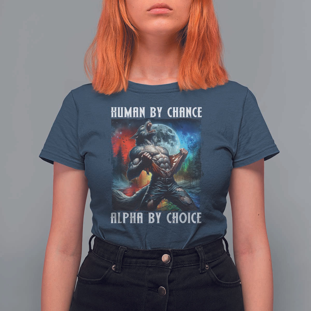 Alpha Wolf T Shirt For Women Human By Chance Alpha By Choice - Wonder Print Shop