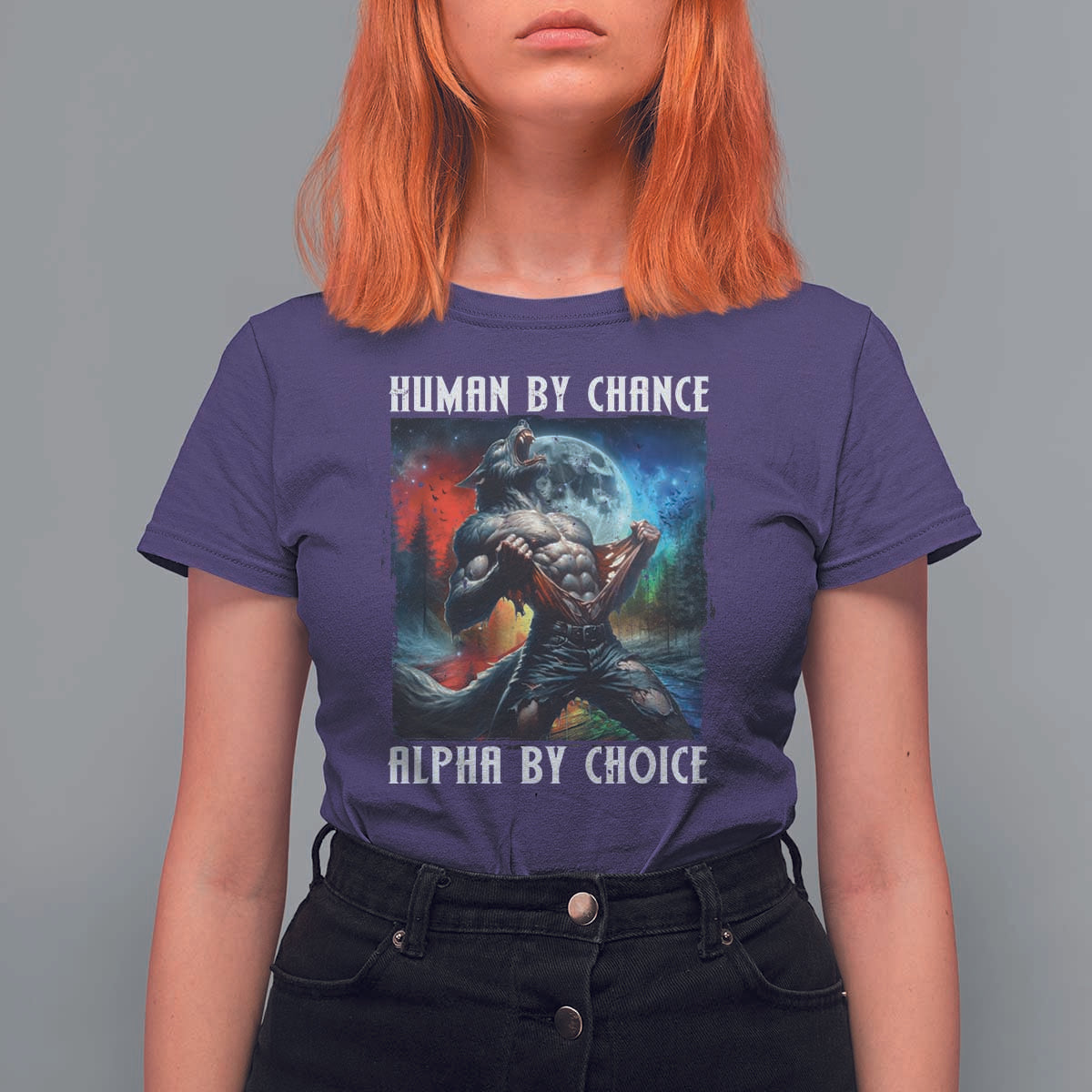 Alpha Wolf T Shirt For Women Human By Chance Alpha By Choice - Wonder Print Shop
