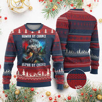 Alpha Wolf Ugly Christmas Sweater Human By Chance Alpha By Choice - Wonder Print Shop