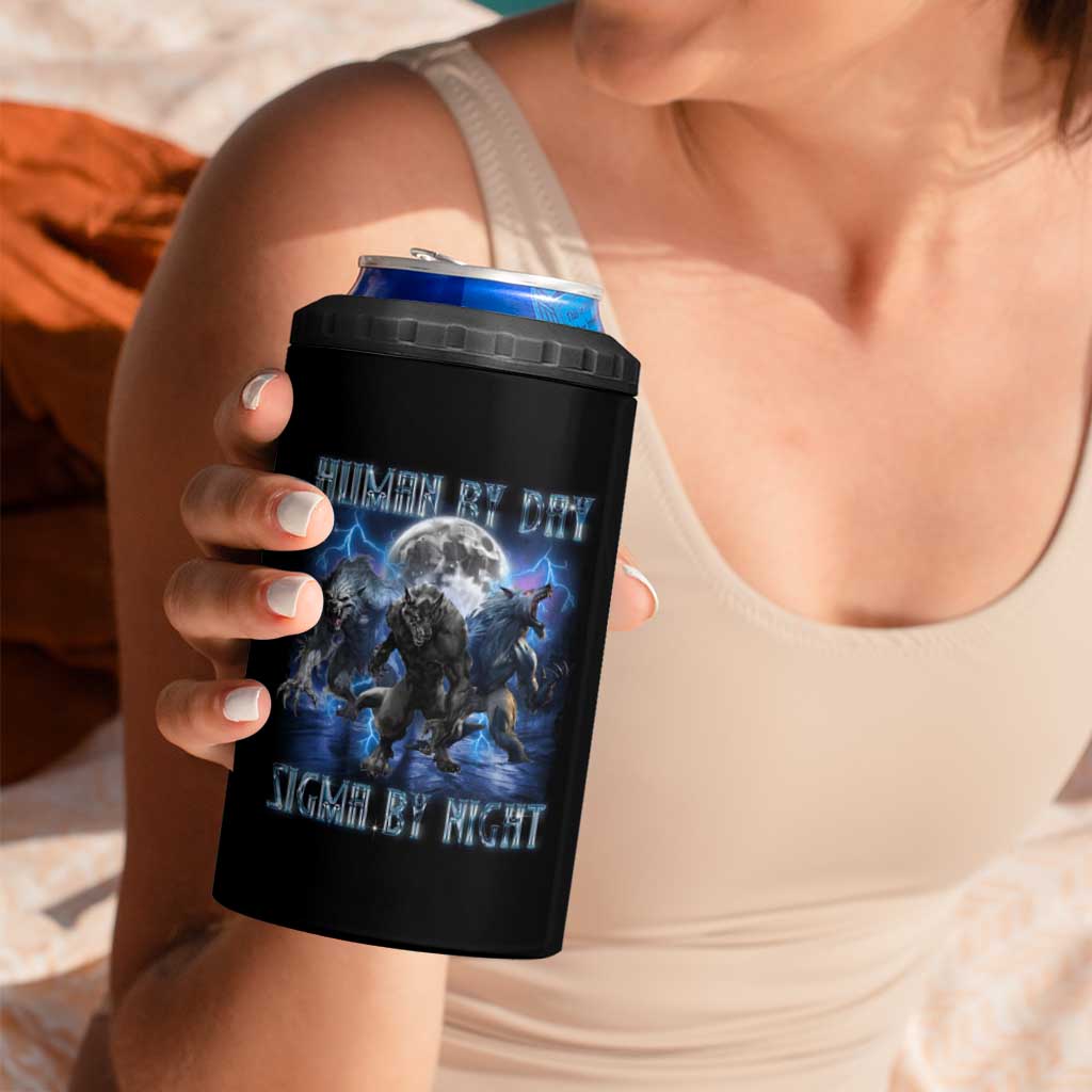 Alpha Wolf 4 in 1 Can Cooler Tumbler Human By Day Sigma By Night