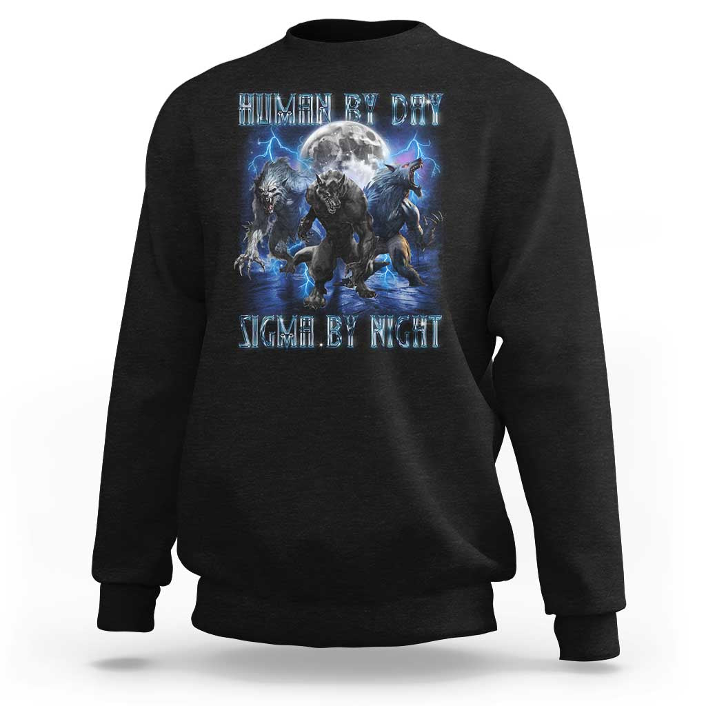 Alpha Wolf Sweatshirt Human By Day Sigma By Night - Wonder Print Shop