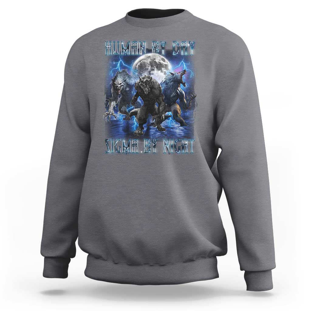 Alpha Wolf Sweatshirt Human By Day Sigma By Night - Wonder Print Shop
