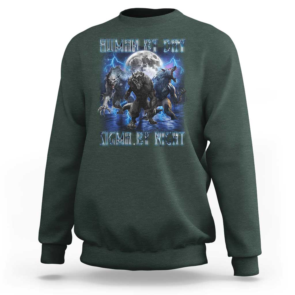 Alpha Wolf Sweatshirt Human By Day Sigma By Night - Wonder Print Shop