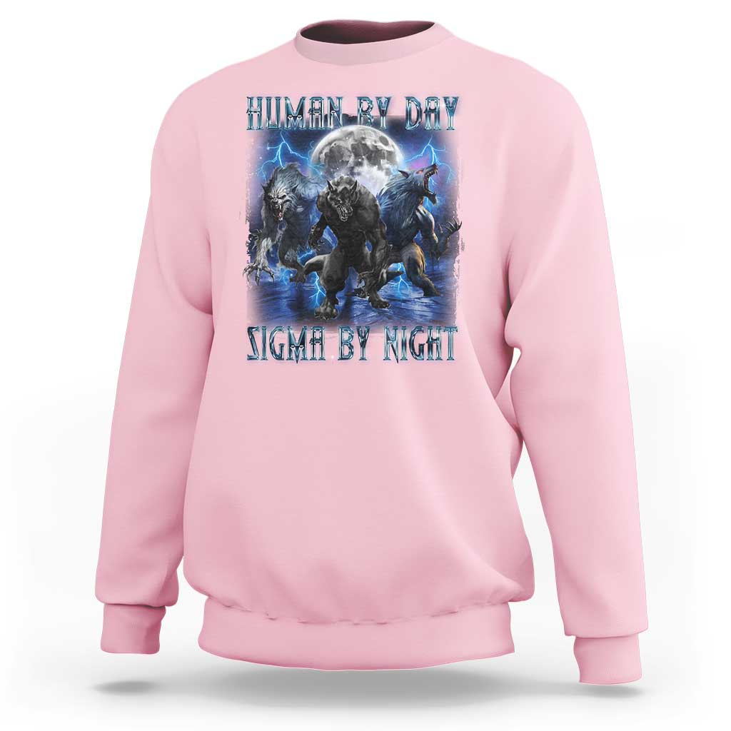 Alpha Wolf Sweatshirt Human By Day Sigma By Night - Wonder Print Shop