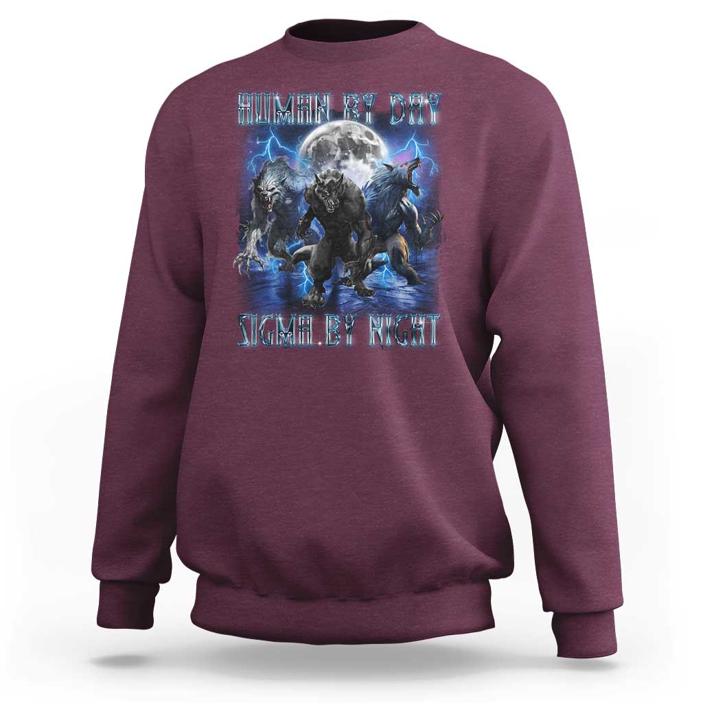 Alpha Wolf Sweatshirt Human By Day Sigma By Night - Wonder Print Shop