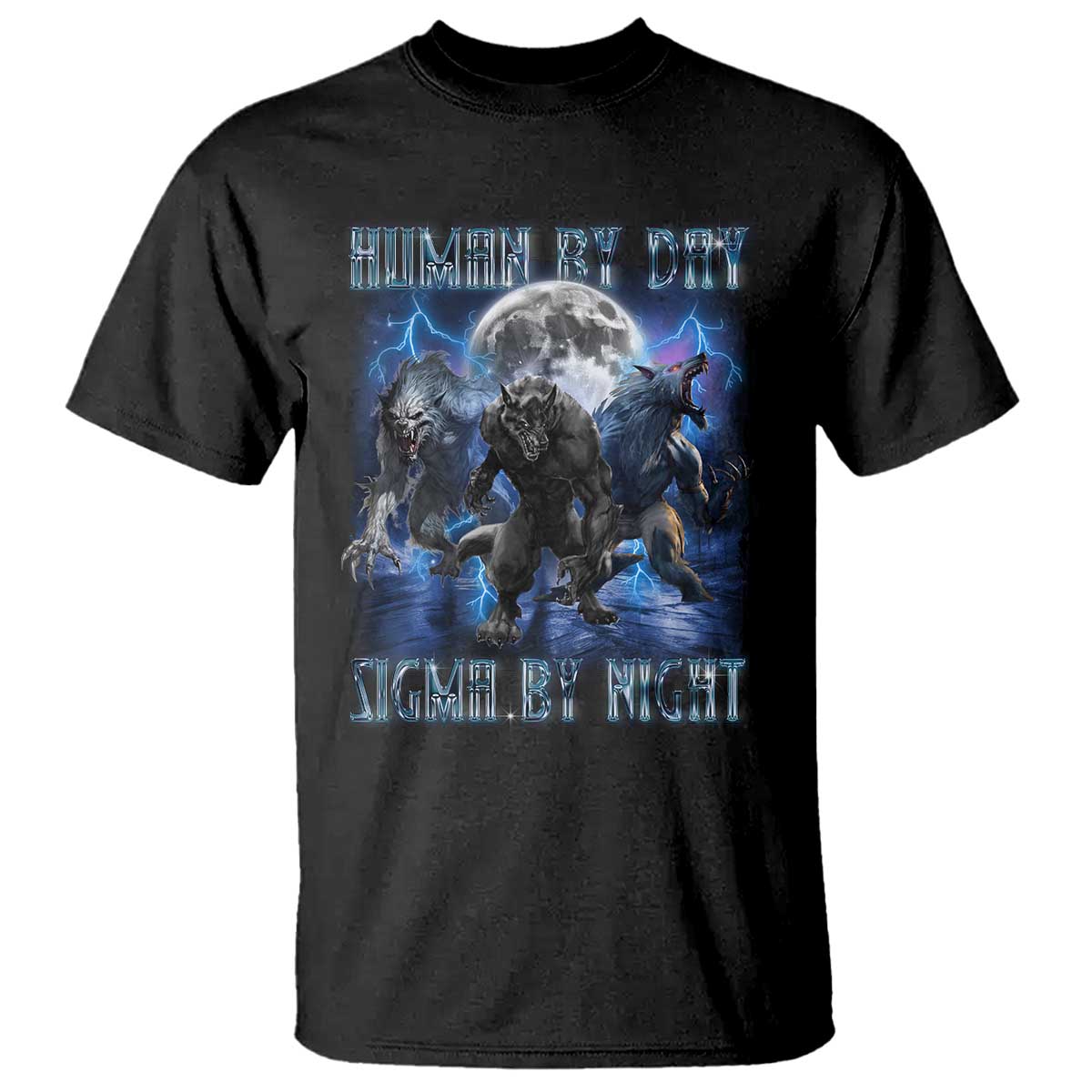 Alpha Wolf T Shirt Human By Day Sigma By Night - Wonder Print Shop