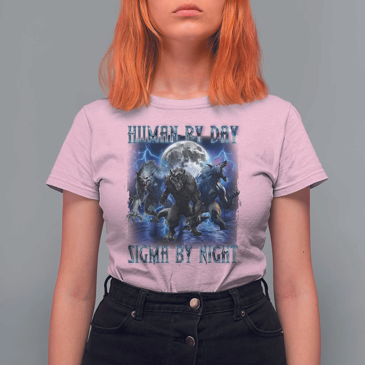 Alpha Wolf T Shirt For Women Human By Day Sigma By Night - Wonder Print Shop