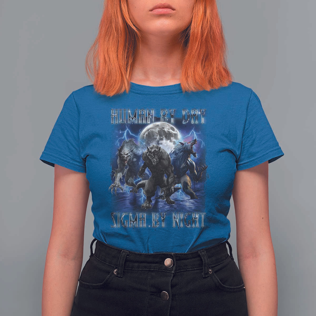 Alpha Wolf T Shirt For Women Human By Day Sigma By Night - Wonder Print Shop