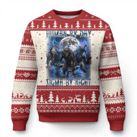 Alpha Wolf Ugly Christmas Sweater Human By Day Sigma By Night - Wonder Print Shop