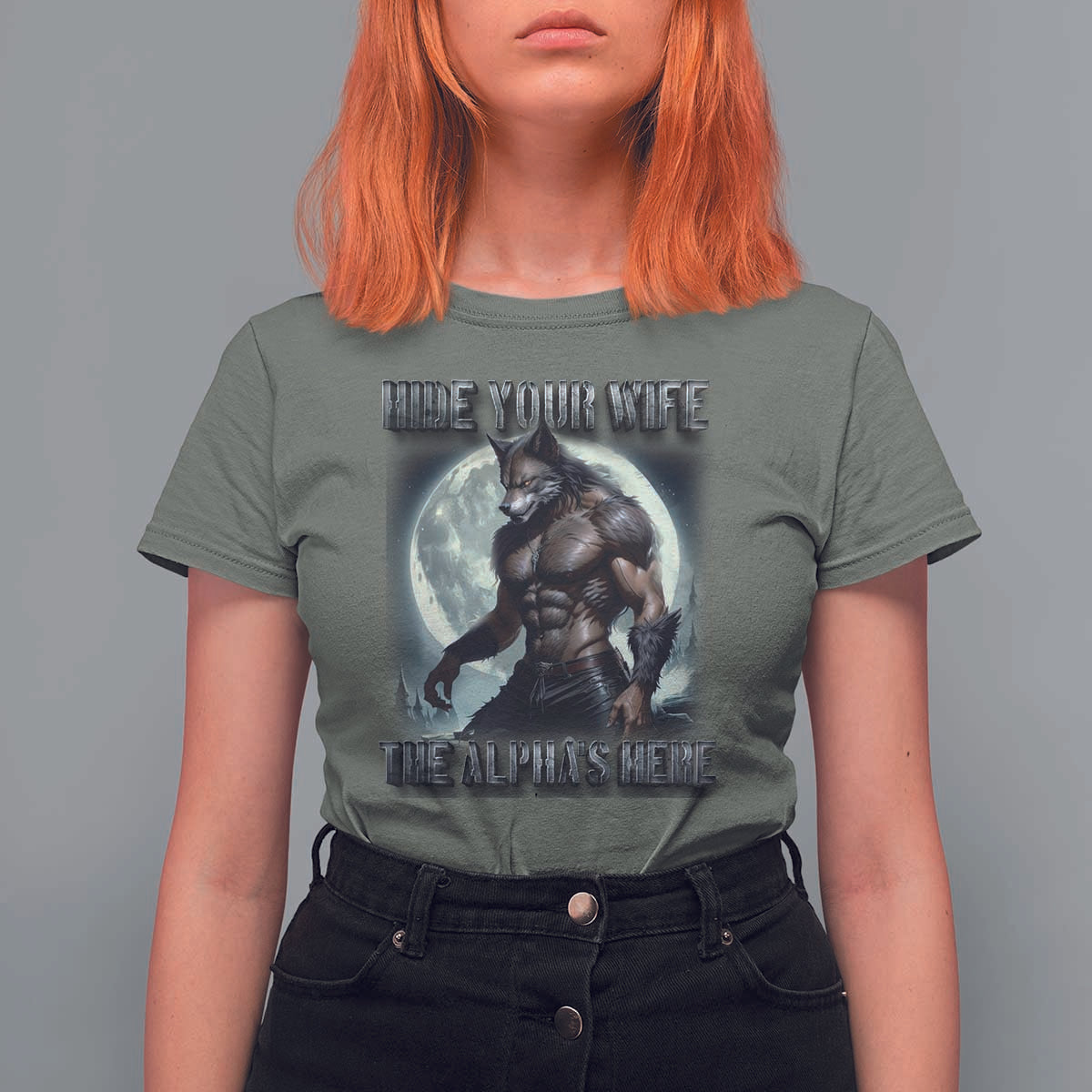Alpha Wolf T Shirt For Women Hide Your Wife The Alpha's Here - Wonder Print Shop