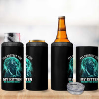 Funny Alpha Wolf 4 in 1 Can Cooler Tumbler I'll Protect You Kitten No Matter What