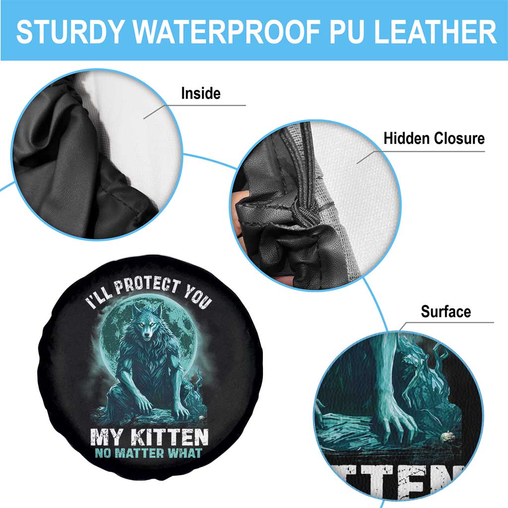Funny Alpha Wolf Spare Tire Cover I'll Protect You Kitten No Matter What