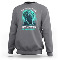Funny Alpha Wolf Sweatshirt I'll Protect You Kitten No Matter What - Wonder Print Shop