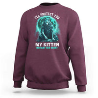 Funny Alpha Wolf Sweatshirt I'll Protect You Kitten No Matter What - Wonder Print Shop