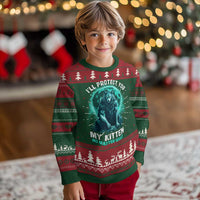 Funny Alpha Wolf Ugly Christmas Sweater I'll Protect You Kitten No Matter What - Wonder Print Shop