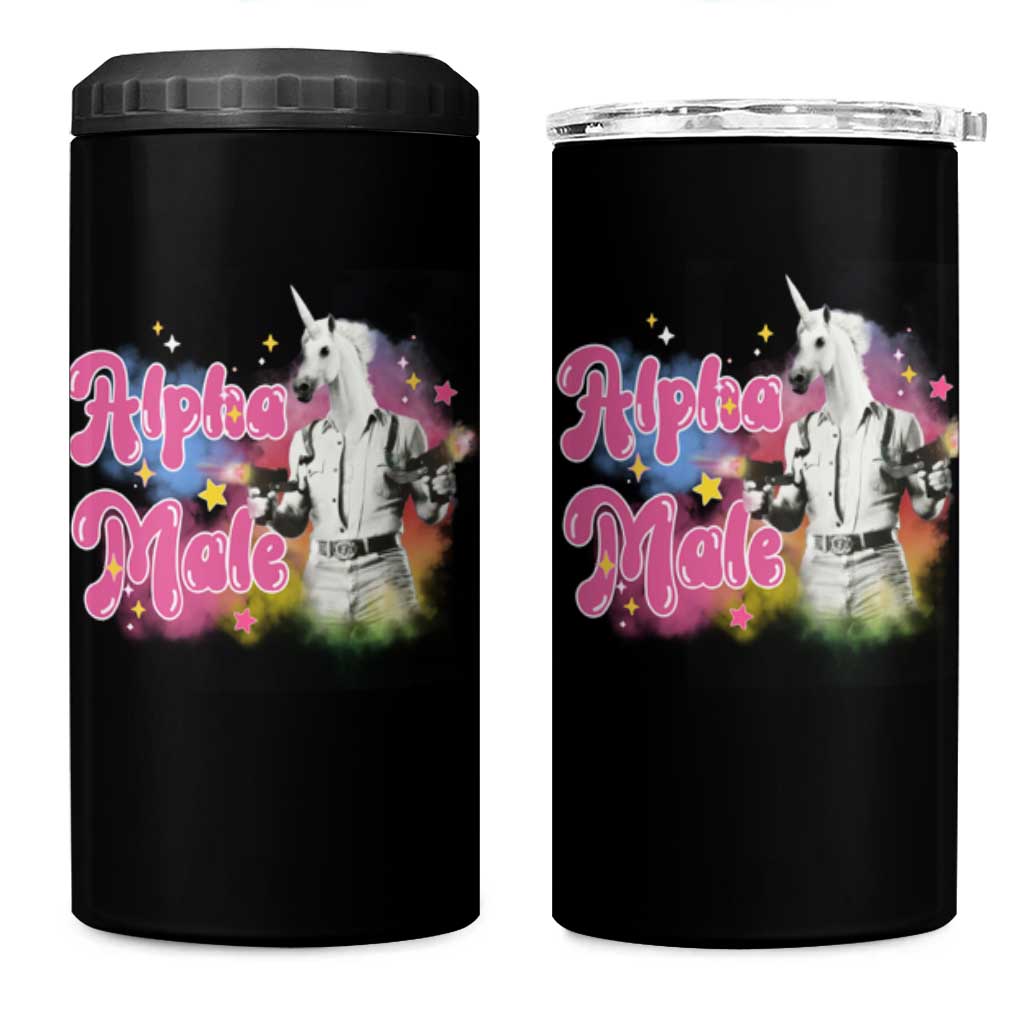 Funny Alpha Male Unicorn 4 in 1 Can Cooler Tumbler