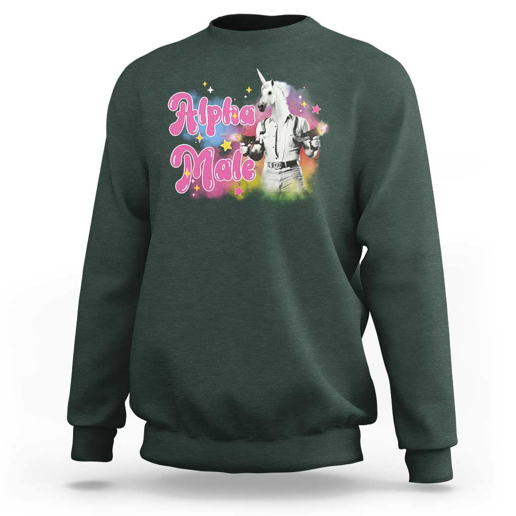 Funny Alpha Male Unicorn Sweatshirt - Wonder Print Shop