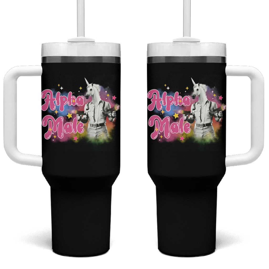 Funny Alpha Male Unicorn Tumbler With Handle