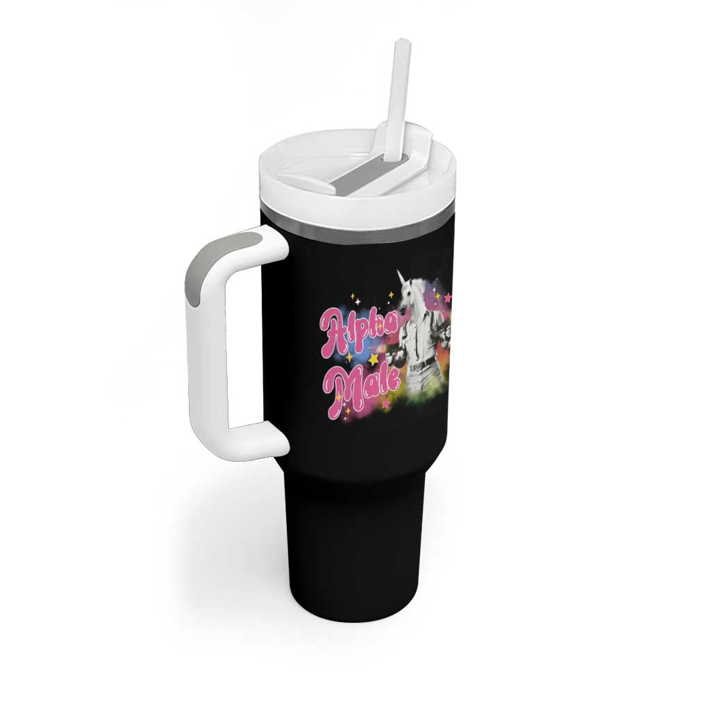 Funny Alpha Male Unicorn Tumbler With Handle