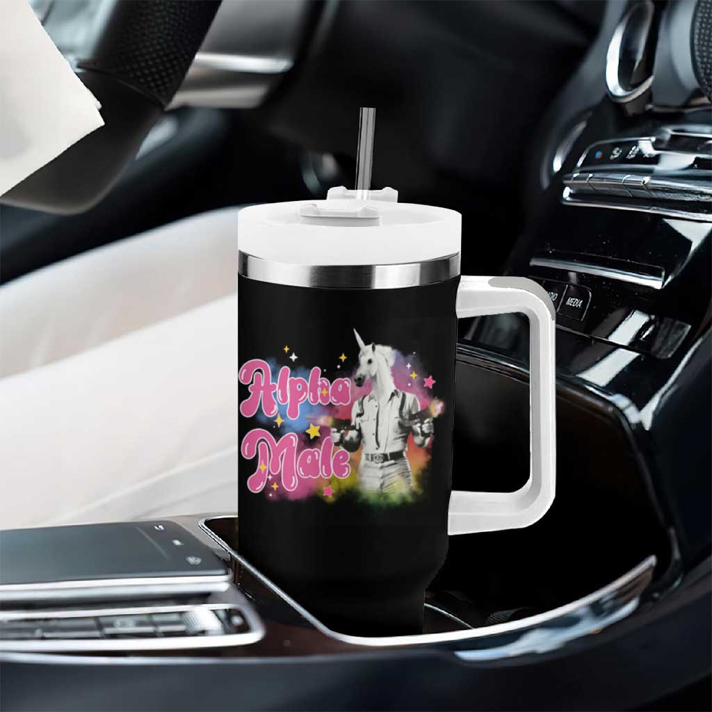 Funny Alpha Male Unicorn Tumbler With Handle