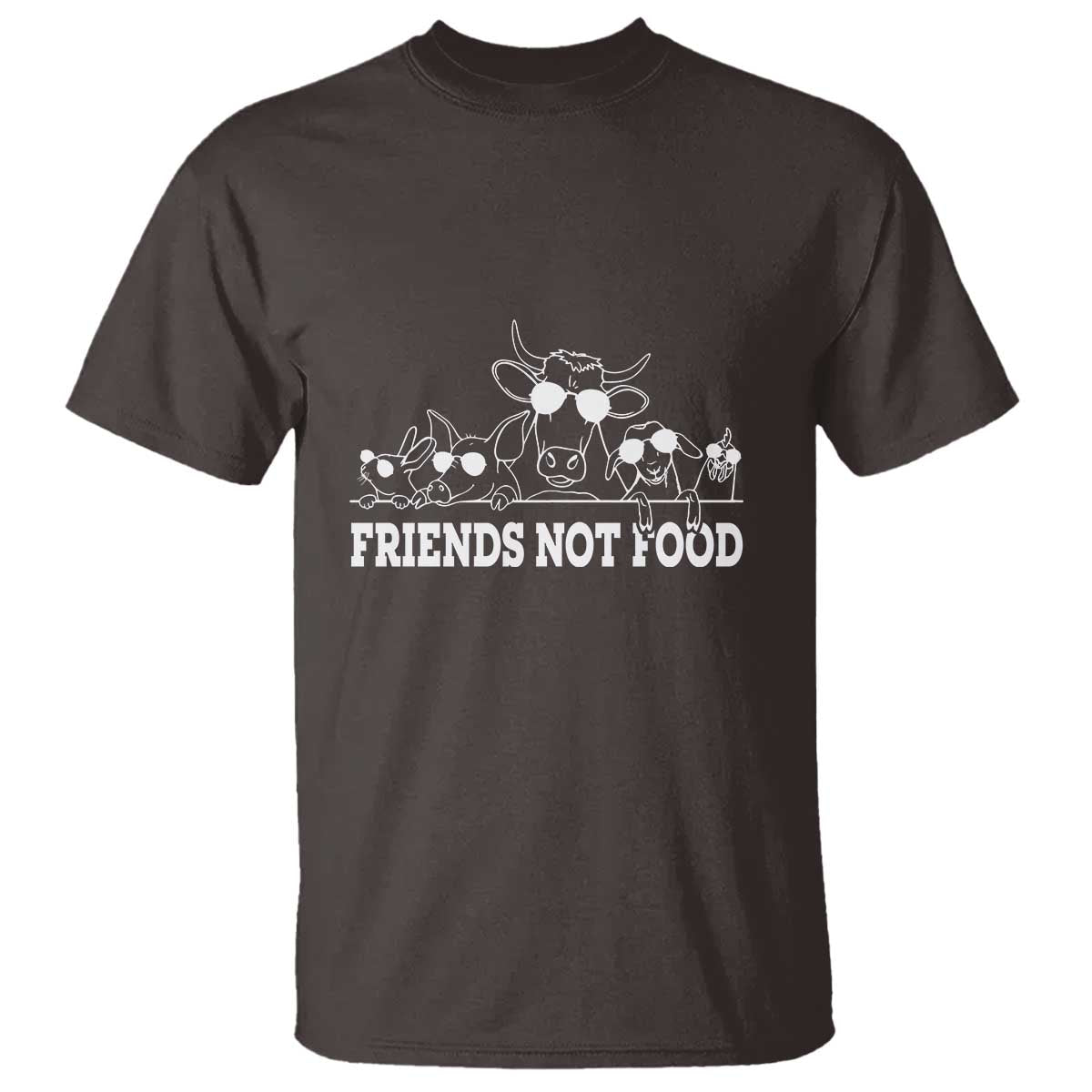 Vegetarian T Shirt Friends Not Food - Wonder Print Shop