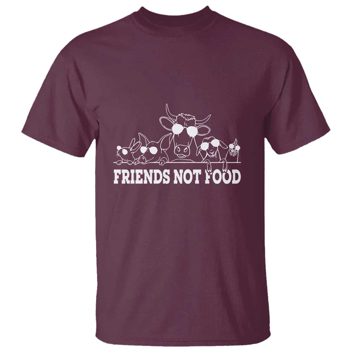 Vegetarian T Shirt Friends Not Food - Wonder Print Shop