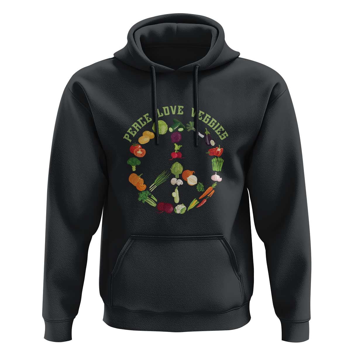 Vegetarian Hoodie Peace Love Veggies - Wonder Print Shop
