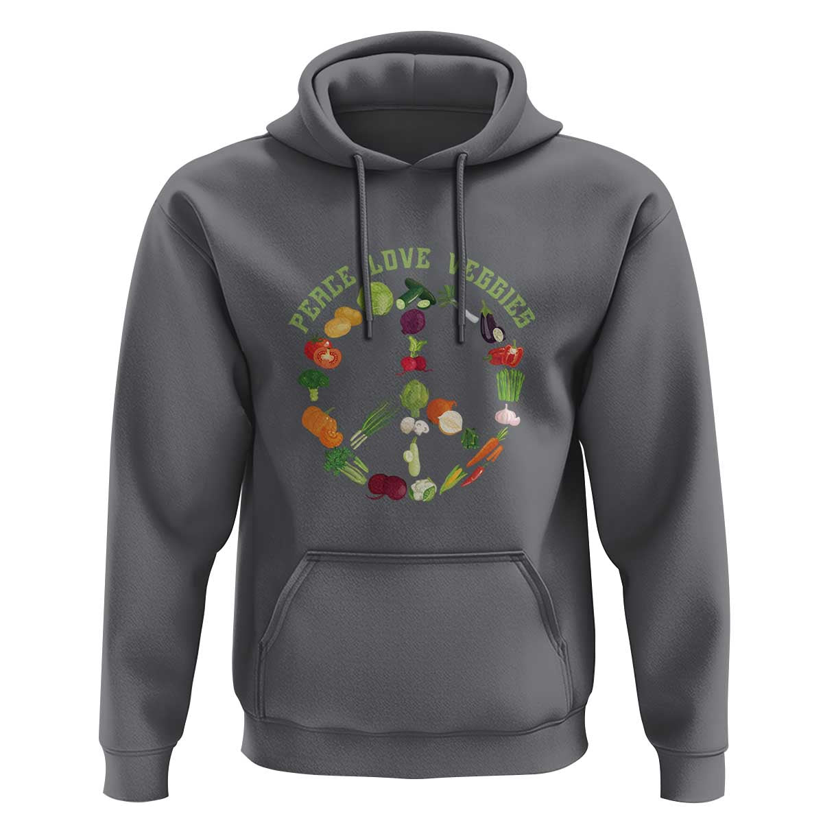 Vegetarian Hoodie Peace Love Veggies - Wonder Print Shop