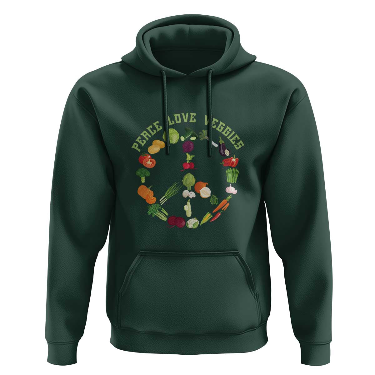 Vegetarian Hoodie Peace Love Veggies - Wonder Print Shop