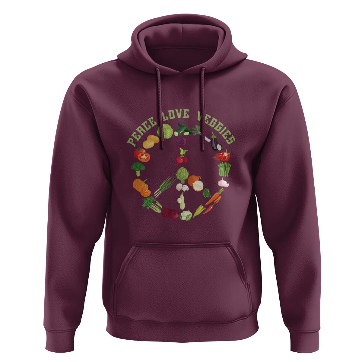 Vegetarian Hoodie Peace Love Veggies - Wonder Print Shop