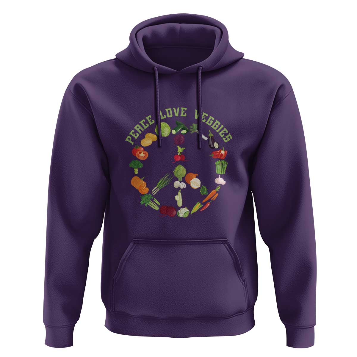 Vegetarian Hoodie Peace Love Veggies - Wonder Print Shop
