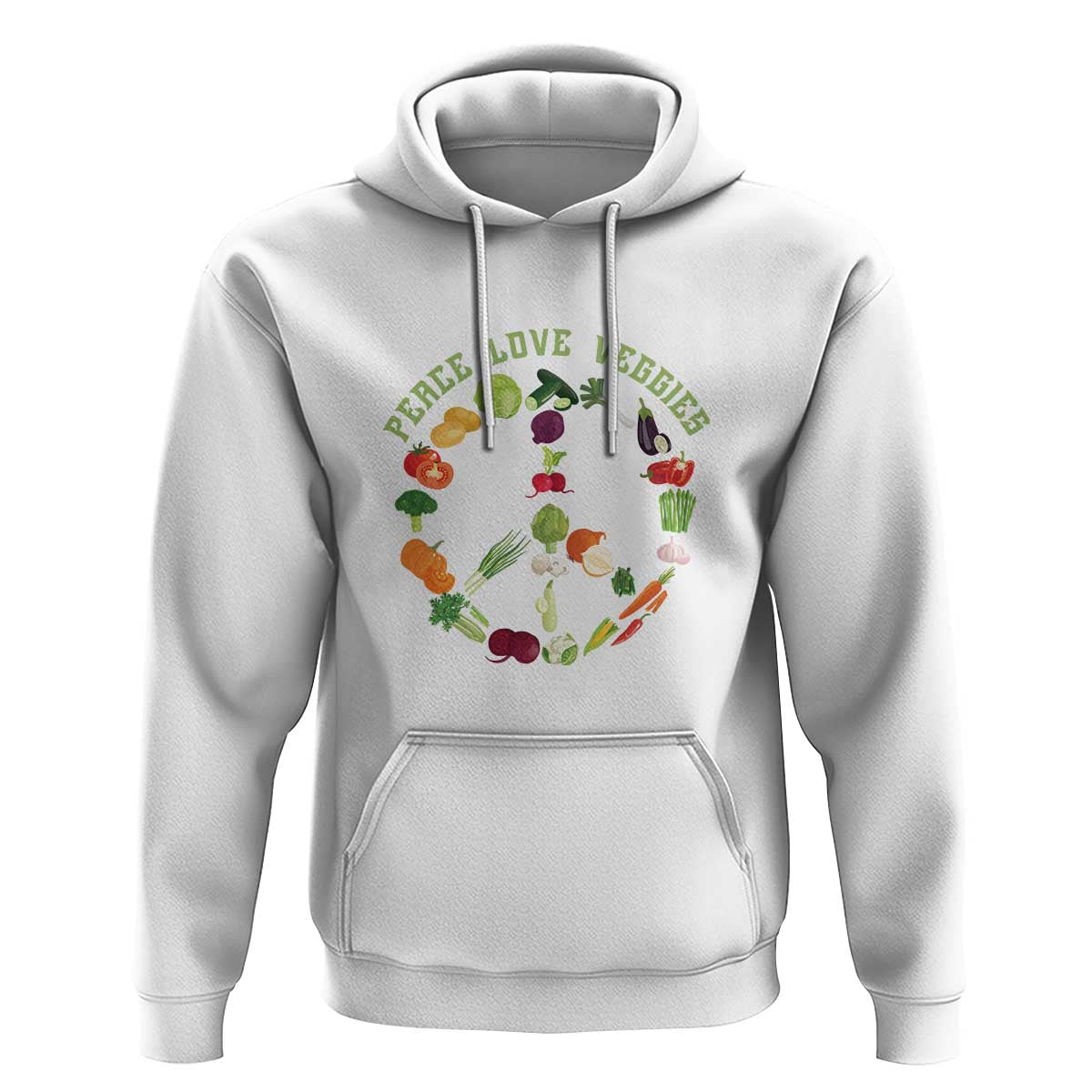 Vegetarian Hoodie Peace Love Veggies - Wonder Print Shop