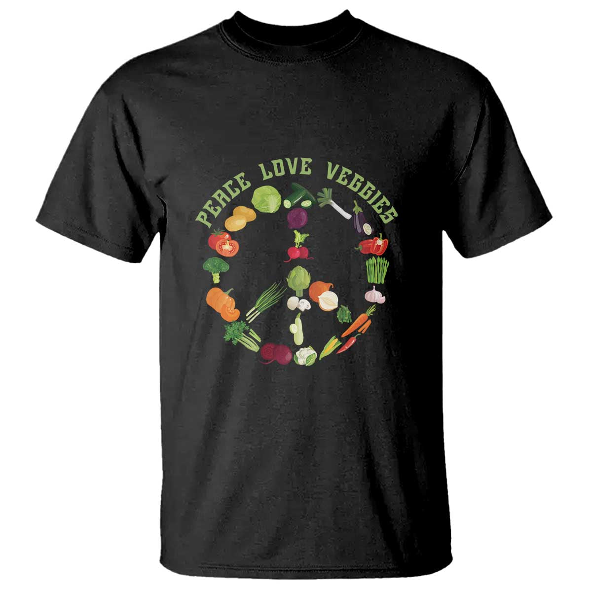 Vegetarian T Shirt Peace Love Veggies - Wonder Print Shop