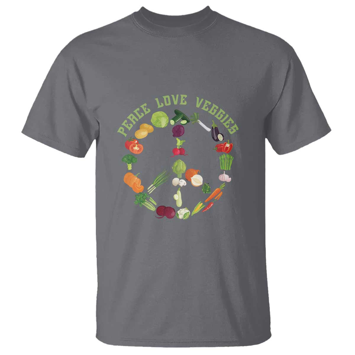 Vegetarian T Shirt Peace Love Veggies - Wonder Print Shop