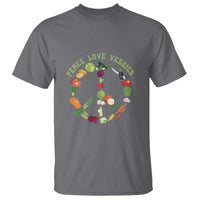 Vegetarian T Shirt Peace Love Veggies - Wonder Print Shop