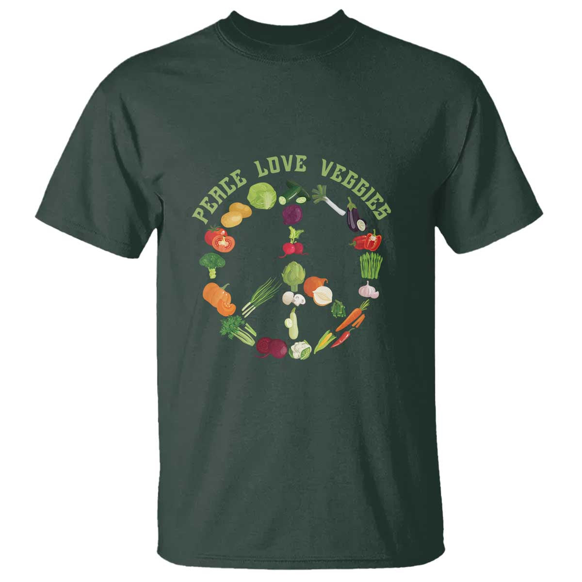 Vegetarian T Shirt Peace Love Veggies - Wonder Print Shop