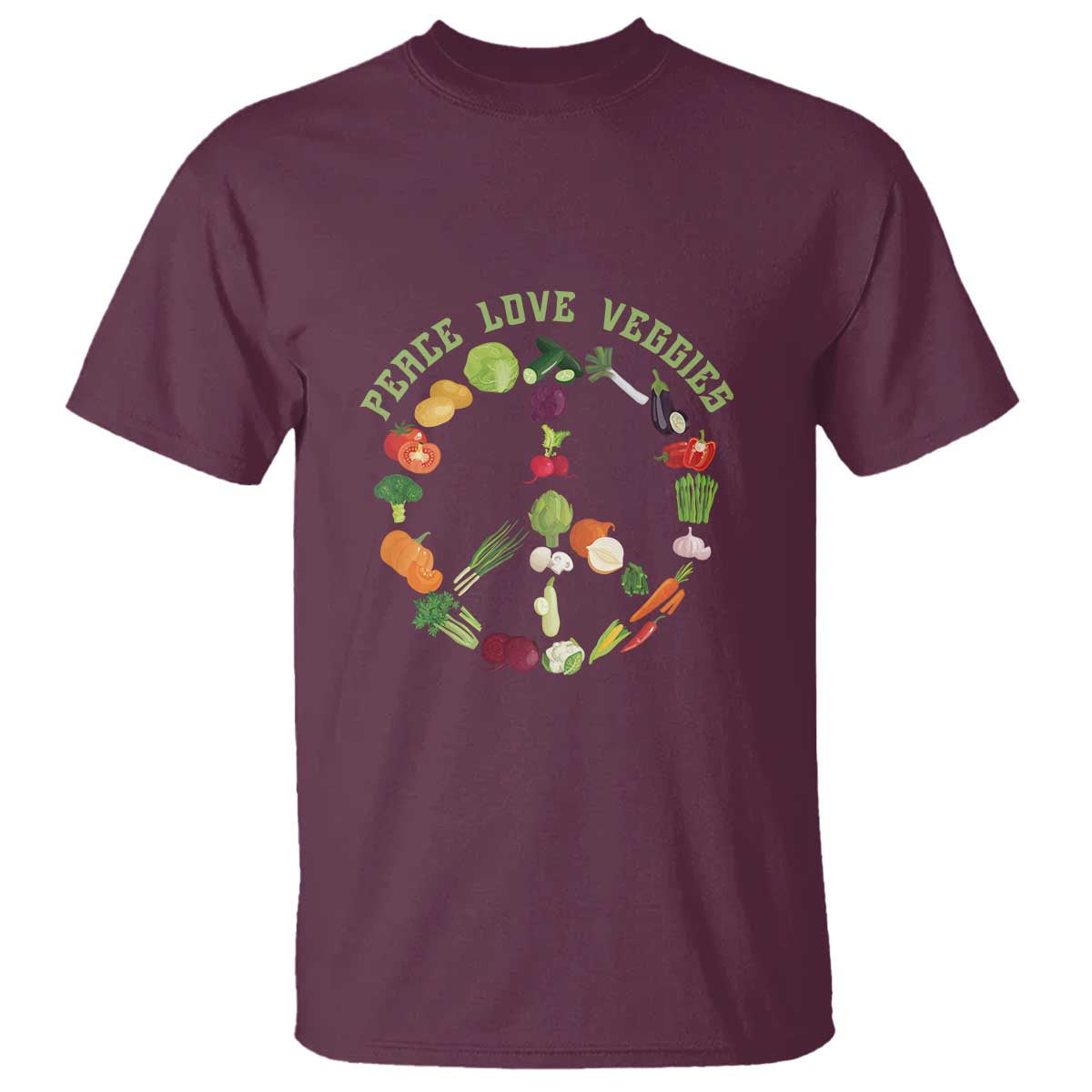 Vegetarian T Shirt Peace Love Veggies - Wonder Print Shop