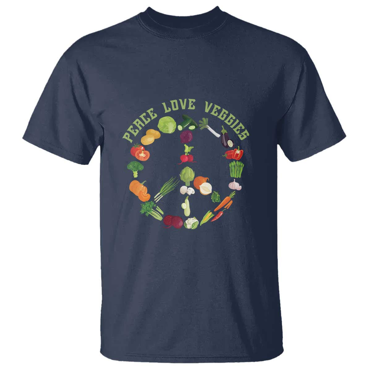 Vegetarian T Shirt Peace Love Veggies - Wonder Print Shop