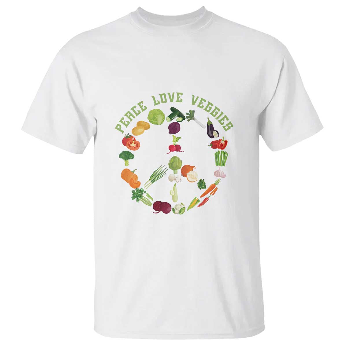 Vegetarian T Shirt Peace Love Veggies - Wonder Print Shop