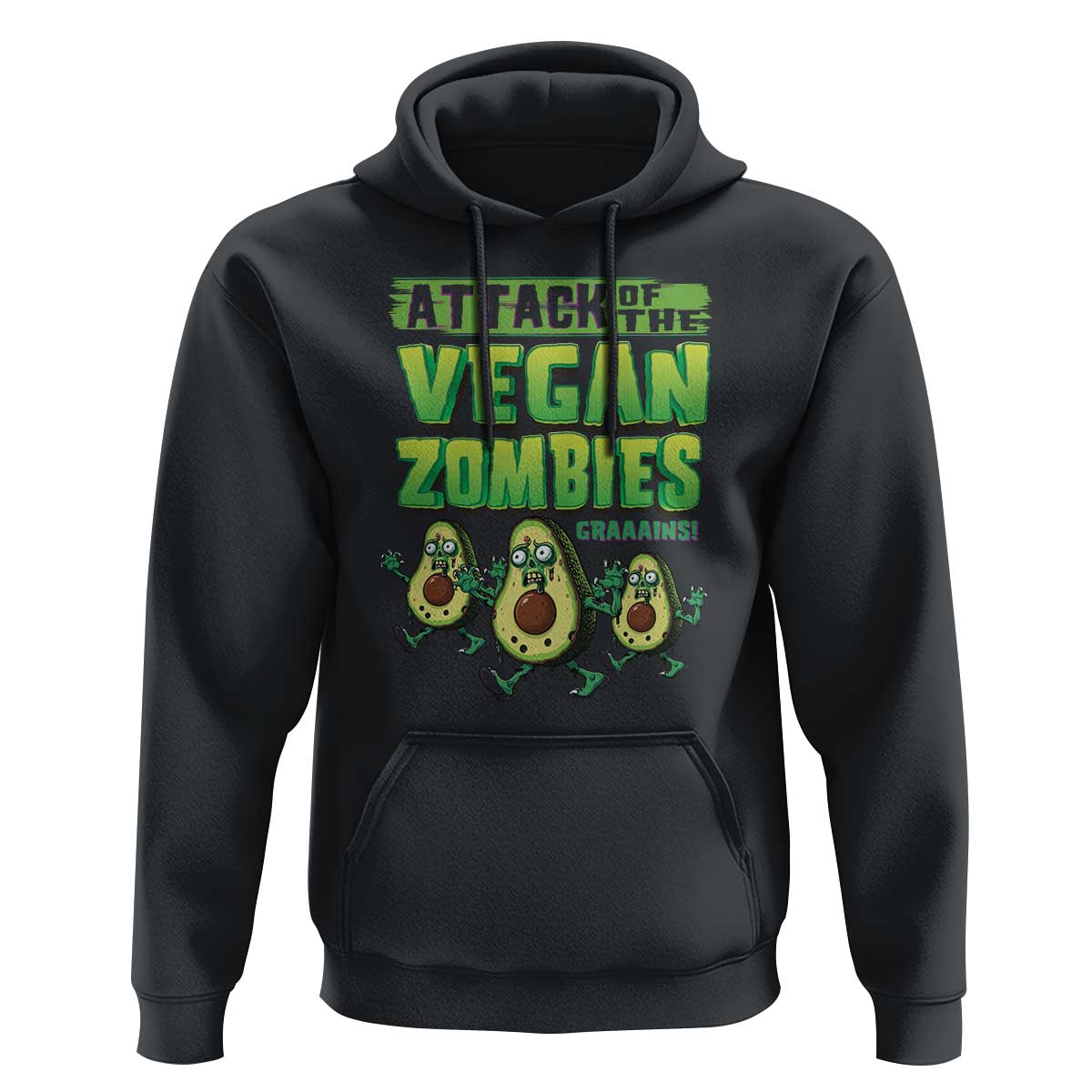 Halloween Vegetarian Hoodie Attack of the Vegan Zombies - Wonder Print Shop
