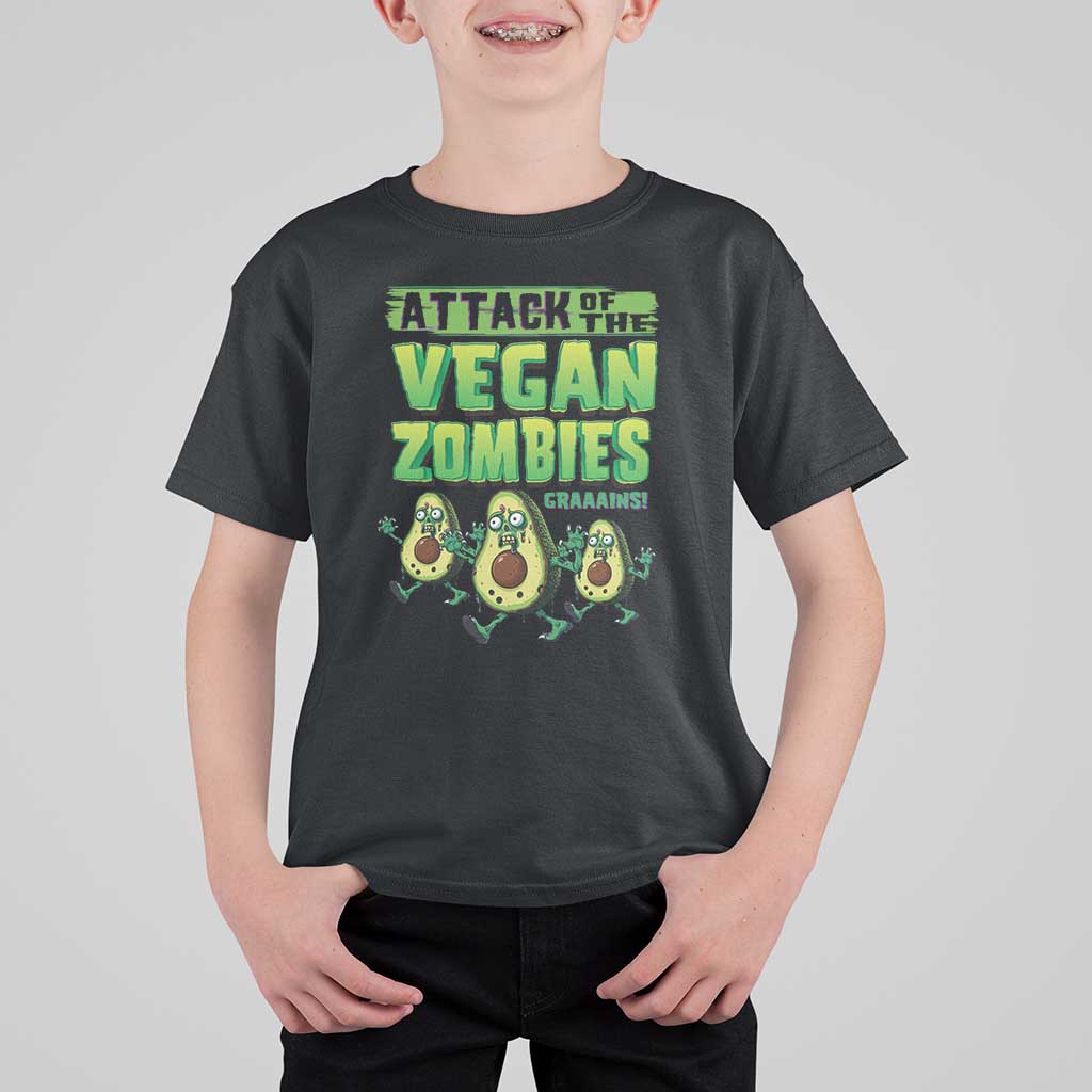 Halloween Vegetarian T Shirt For Kid Attack of the Vegan Zombies - Wonder Print Shop