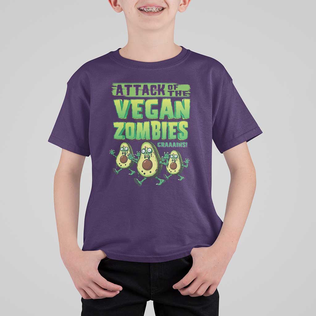 Halloween Vegetarian T Shirt For Kid Attack of the Vegan Zombies - Wonder Print Shop