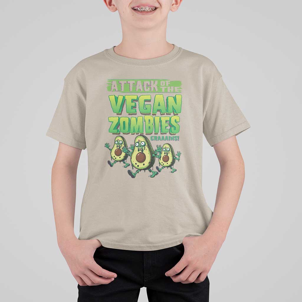 Halloween Vegetarian T Shirt For Kid Attack of the Vegan Zombies - Wonder Print Shop