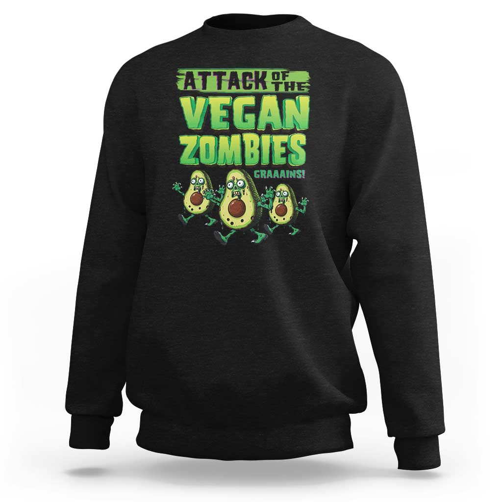 Halloween Vegetarian Sweatshirt Attack of the Vegan Zombies - Wonder Print Shop