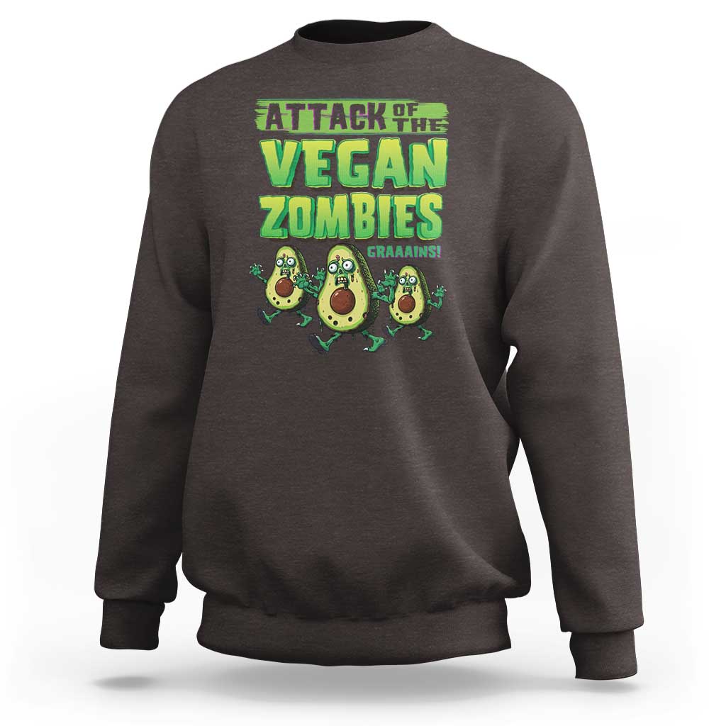 Halloween Vegetarian Sweatshirt Attack of the Vegan Zombies - Wonder Print Shop
