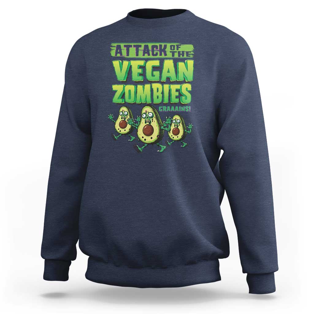 Halloween Vegetarian Sweatshirt Attack of the Vegan Zombies - Wonder Print Shop