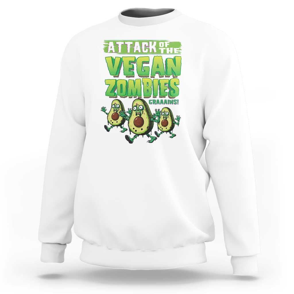 Halloween Vegetarian Sweatshirt Attack of the Vegan Zombies - Wonder Print Shop