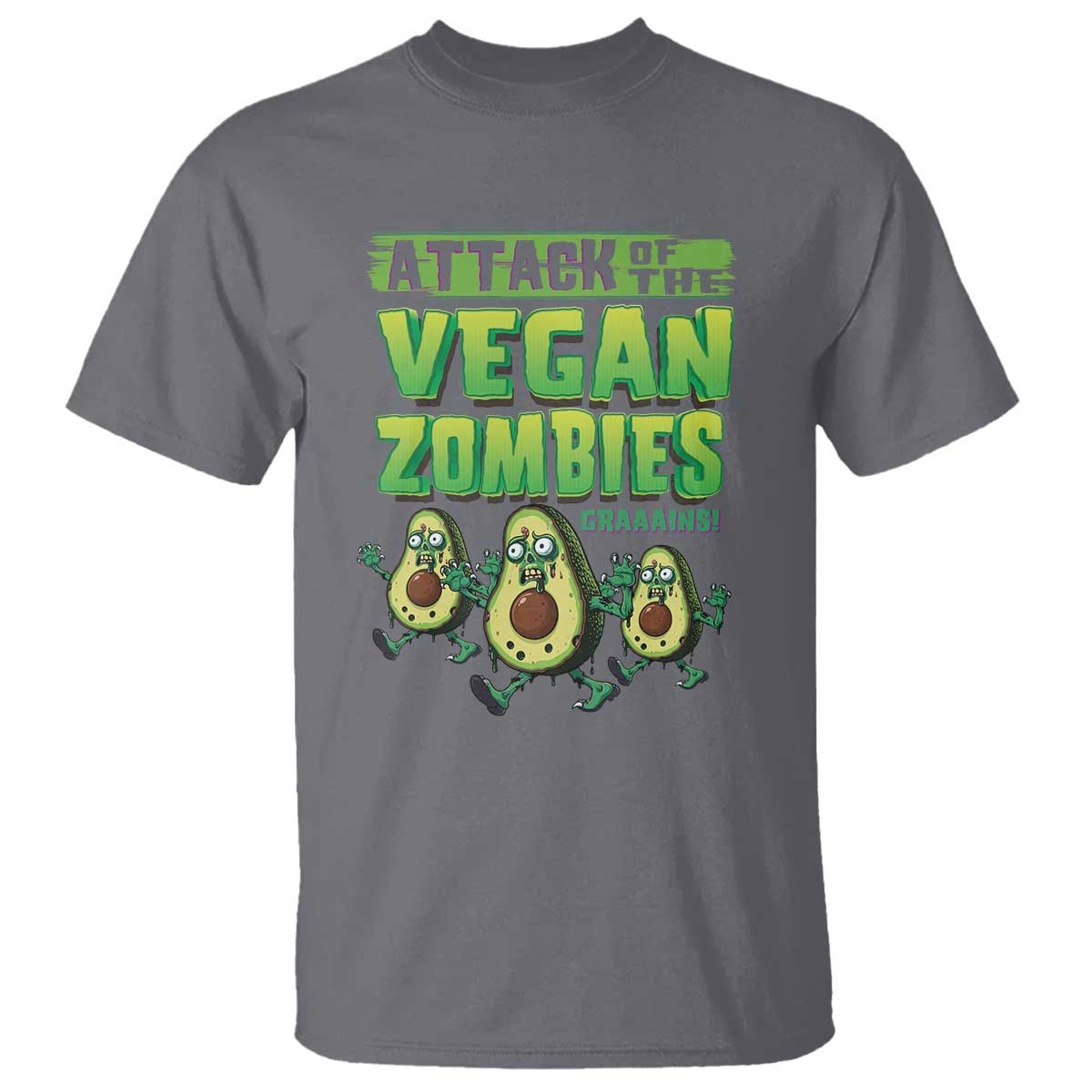 Halloween Vegetarian T Shirt Attack of the Vegan Zombies - Wonder Print Shop