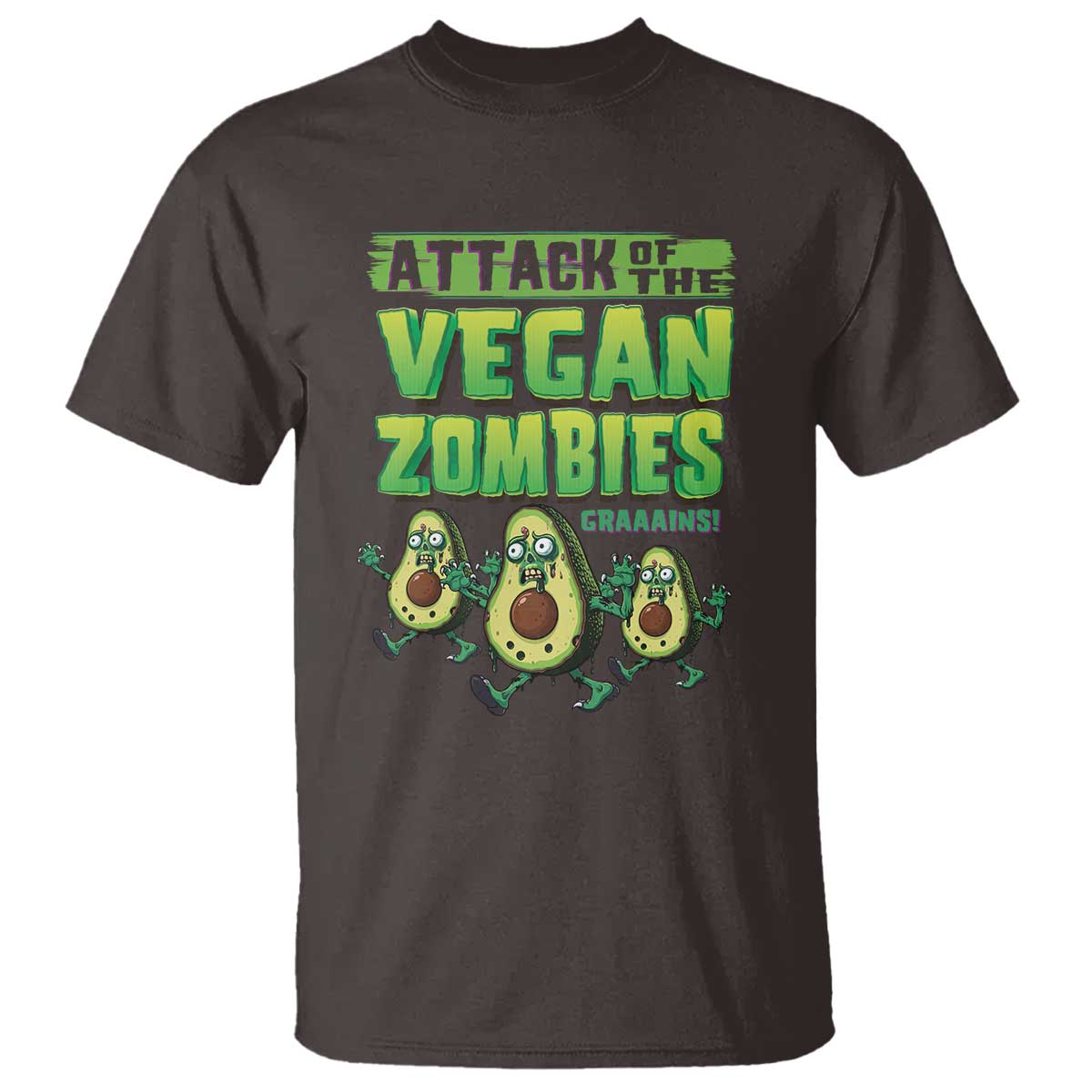 Halloween Vegetarian T Shirt Attack of the Vegan Zombies - Wonder Print Shop