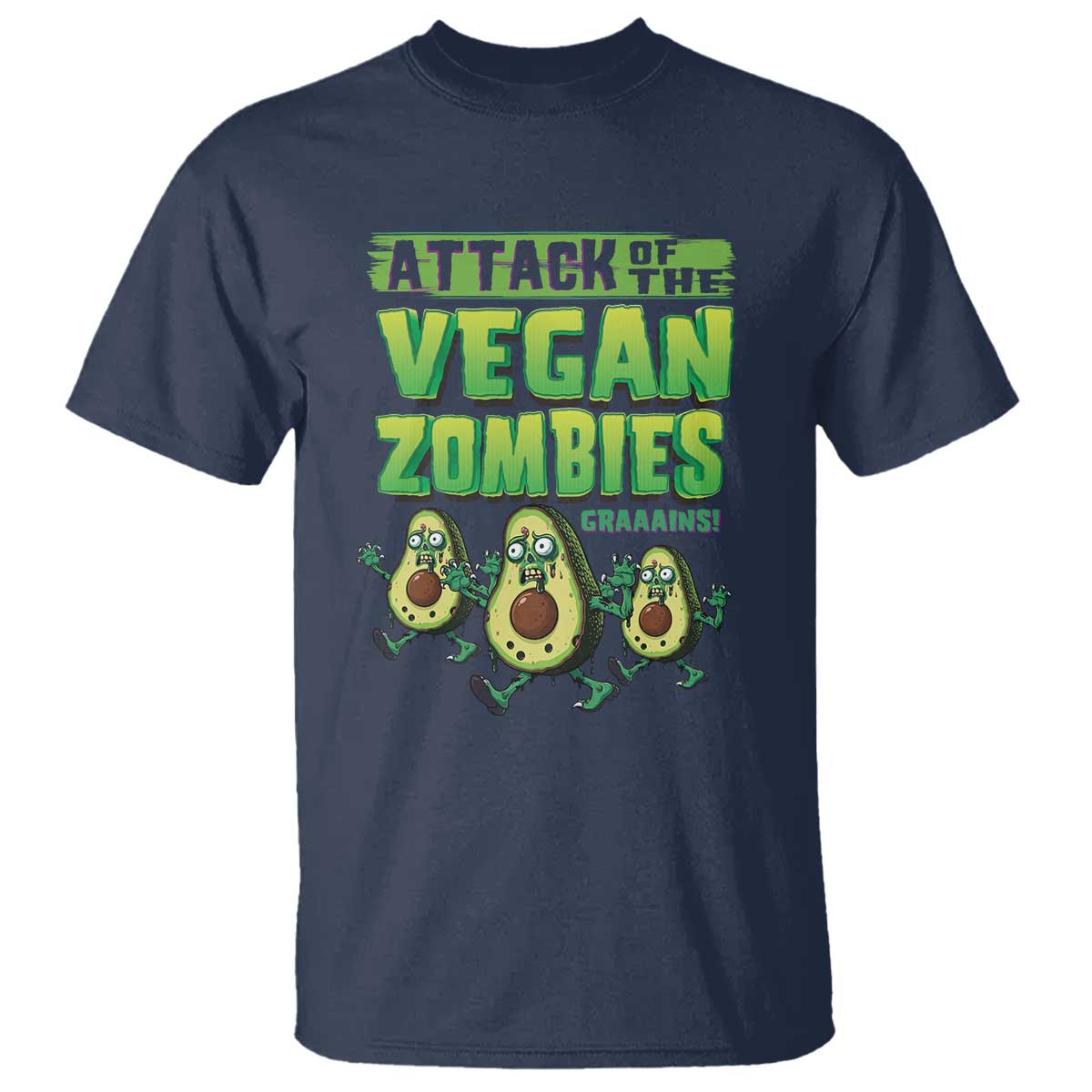 Halloween Vegetarian T Shirt Attack of the Vegan Zombies - Wonder Print Shop